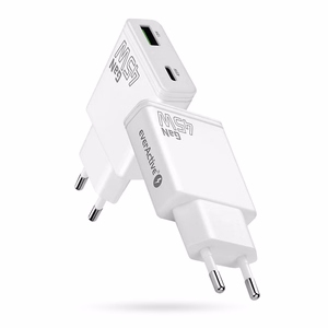 laadija GaN 1x USB-C, 1x USB Quick Charge 3.0 45W PD valge