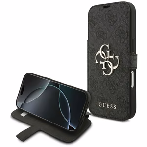 Guess книжный чехол для iPhone 17 Pro GUBKP17L4GMGGR (PU 4G Metal Logo) чёрный