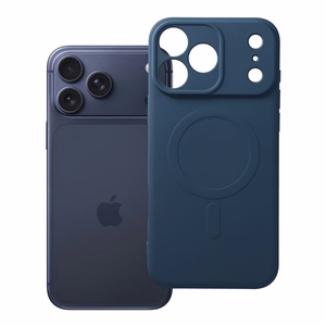 Silikoonist Mag Cover ümbris mudelile iPhone 17 Pro Max / 18 Pro Max, MagSafe'iga ühilduv kaamerakaitsega – tumesinine