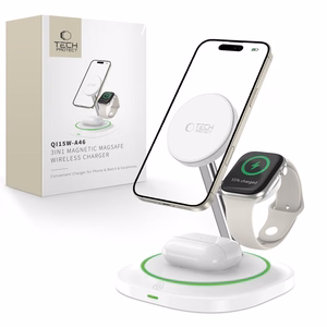 Tech-Protect QI15W-A46 3in1 Magnetic MagSafe Induktiivne Laadija - valge