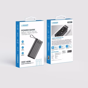 Powerbank Veger C20 (W2047 / W2059) 20000 mAh with built-in Micro-USB cables / Type C / Lightning must