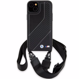 BMW M Edition Carbon Stripe & Strap ümbris jaoks iPhone 15 Plus / 14 Plus - must