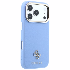 Guess Saffiano Small 4G & Classic Logo ümbris seadmele iPhone 18 Pro Max / 17 Pro Max, MagSafe-ühilduv – helesinine