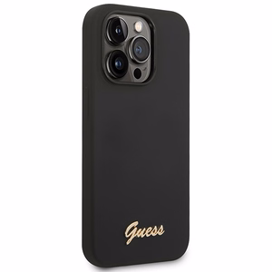 Guess GUHCP14XSLSMK iPhone 14 Pro Max 6.7" must/must hard ümbris Silicone Vintage kuldne Logo