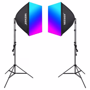 Kit Neewer NK800 two softboxes + bulbs RGB 24W 2700-6500K + tripods + barndoors