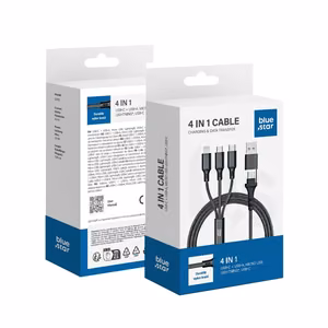 Kaabel 4in1 USB C / USB A do Micro USB / Lightning / USB C sinine Star 2,4A 12W Cafule 1,2 m C172 must