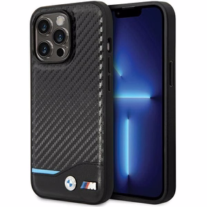 BMW Leather Carbon Ümbris jaoks iPhone 13 Pro Max - must