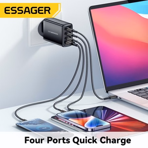 Laadija Essager GaN Extreme must 120W (3xPD / QC3.0)