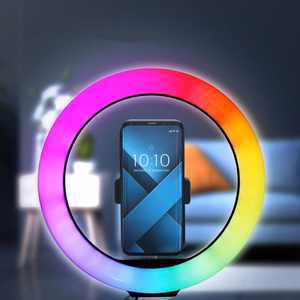 LED Ring Stream RGB lamp 12" FULL COLOR with hoidja jaoks mobile + tripod must