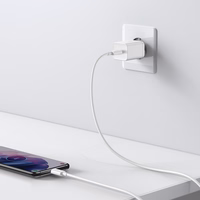 Laadija Baseus Super Si 25W USB-C + USB-C to USB-C kaabel 1.0m valge TZCCSUP-L02