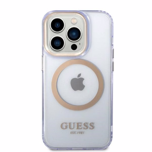 Guess GUHMP14LHTCMU iPhone 14 Pro 6.1" lilla/lilla hard ümbris kuldne Outline Translucent MagSafe