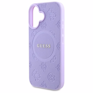 Guess Saffiano Peony Classic Logo MagSafe iPhone 16 Ümbris - Lilla