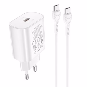 Laadija Hoco N22 25W USB-C + USB-C to USB-C kaabel 1.0m valge