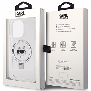 Karl Lagerfeld KLHMP15LHMRSCHH iPhone 15 Pro 6.1" белый/белый жёсткий чехол Ring Stand Choupette Head MagSafe