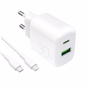Puro PROLITE 30W USB-A / USB-C wall laadija + USB-C - USB-C kaabel 1.2m - valge