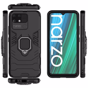 Ring Armor kõva hübriidkate + magnetiline hoidja Realme Narzo 50A must