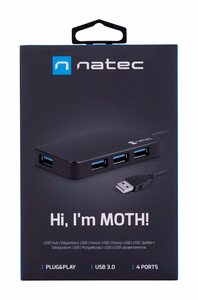 NATEC jaotur USB 3.0 Moth (4 porti, must)