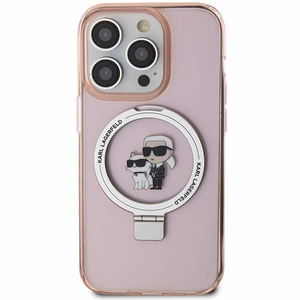KARL LAGERFELD ümbris jaoks IPHONE 15 Pro comaptible with MagSafe KLHMP15LHMRSKCP (Ringstand KC) roosa