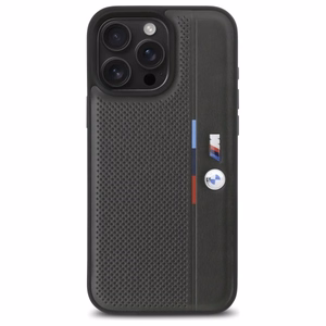 BMW M Perforated Tricolor Detail Line iPhone 16 Pro Ümbris - Dark hall