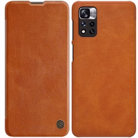 Nillkin Qin Case Case for Xiaomi Redmi Note 11 Pro+ (Hiina) / Redmi Note 11 Pro (Hiina) / Mi11i HyperCharge Camera Protector Holster Cover Flip Case Brown