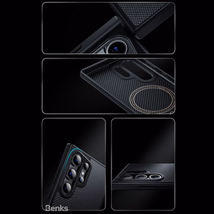 Benks Montage Magnetic Armor Pro Kevlar Ümbris Metal Frame 600D+1500D (MA41) jaoks Samsung Galaxy S24 Plus must