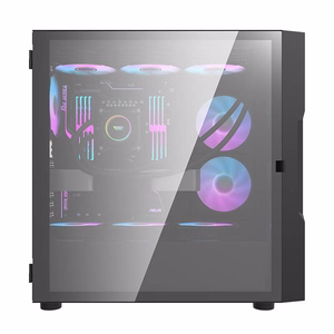 Darkflash DK431 Glass computer ümbris (must) + 4 RGB fans