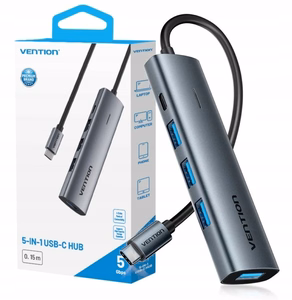 Vention 5-in-1 USB-C 3.0 jaotur 0.15m