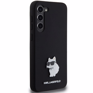 Karl Lagerfeld Silicone Choupette Metal Pin ümbris jaoks Samsung Galaxy S24+ - must