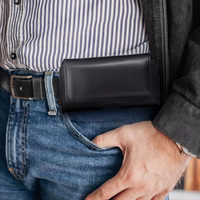 ROYAL universal horizontal leather belt holster size XL jaoks IPHONE 13 PRO MAX / 14 PRO MAX / SAMSUNG S21 PLUS / S20 FE / A50 / A51 5G / HUAWEI P30 PRO / P40 PRO / OPPO A98 5G must