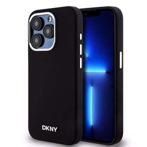DKNY DKHMP15LSMCHLK iPhone 15 Pro 6.1"must ümbris Liquid Silicone Small Metal Logo MagSafe