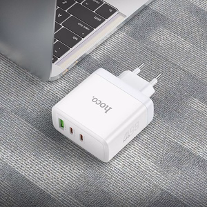 Phone Laadija Hoco 2 x USB C + USB A GaN QC PD 65W N30 valge