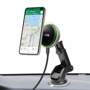 SBS TESUPMAGEXTWIR15W Telescopic Smartphone Hoidja koos Wireless Laadija, MagSafe Compatible, jaoks Windshield and Dashboard - must