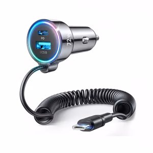 Automaatne hoidja Joyroom JR-CL07 must 72W (1xPD / 1xQC3.0 / LED valgustusega) + Type-C kaabel 160cm