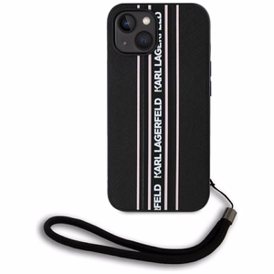 Karl Lagerfeld Saffiano Athleisure Stripes Cord iPhone 15 Ümbris - Roosa