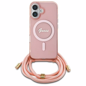 Guess Crossbody Cord Script MagSafe iPhone 16 Ümbris - roosa