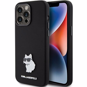 Karl Lagerfeld Silicone Choupette Metal Pin чехол для iPhone 15 Pro Max - чёрный