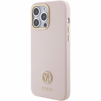 Guess Silicone Logo Strass 4G Ümbris jaoks iPhone 15 Pro Max - roosa