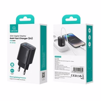 USAMS Võrgulaadija CC229 30W GaN USB-C/USB-A Fast Charging XC Series must CC229TC01