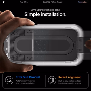 Spigen Glas.tR EZ Fit Pro HD Privacy 2 privaatsusfiltriga kaitseklaasi komplekt mudelile Google Pixel Pro 9 / 9 Pro / 10 / 10 Pro / 11 / 11 Pro