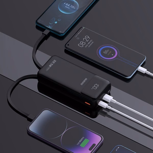 Dudao K15Pro Power Bank 20000mAh 22.5W PD USB-C / USB-A / sisseehitatud Lightning ja USB-C kaablid - must