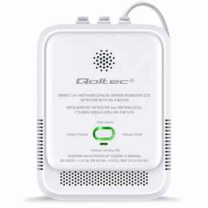 CH4 CO NG Tuya Wi-Fi 85dB alarm LED (Qoltec 52654 2in1 natural gas and carbon monoxide (CO) leak detector)