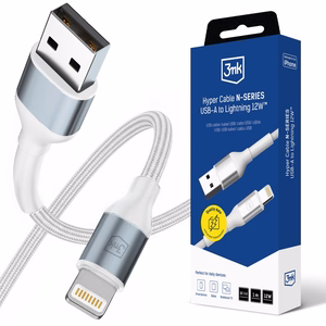 3mk Hyper Cable N-SERIES USB-A / Lightning kaabel 1m QC 3.0 5V/2.4A 12W valge