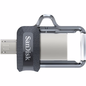 SanDisk Ultra Dual m3.0 USB mälupulk 256 GB USB Type-A / Micro-USB 3.2 Gen 1 must, hõbedane, läbipaistev