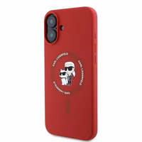 Karl Lagerfeld Silicone Karl&Choupette Heads Ring MagSafe Ümbris jaoks iPhone 16 Plus - Punane