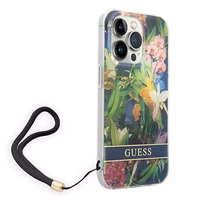 Guess GUOHCP14XHFLSB iPhone 14 Pro Max 6.7 "sinine / sinine hardcase Flower Strap