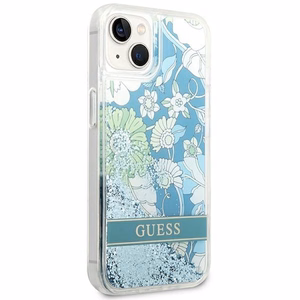 GUESS ümbris jaoks IPHONE 13 / 14 / 15 GUHCP14SLFLSN (Flower Liquid Glitter) roheline