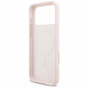 roosa Guess Silicone Script Metal Logo MagSafe ümbris Iphone 18 Pro Max / iPhone 17 Pro Max jaoks