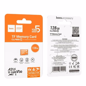 Mälukaart microSD 128 GB, klass 10, UH-1, U3, V30, A2, Hoco, oranž
