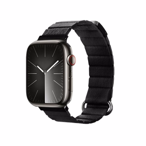 Crong Eclipse magnetiline kunstnahast rihm Apple Watch 44 / 45 / 46 / 49 mm kellale, must
