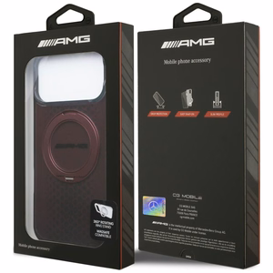 Mercedes AMG IML Double Layer Urban Line ümbris seadmele iPhone 18 Pro Max / 17 Pro Max, rõngastoega, MagSafe-ühilduv – bordoopunane